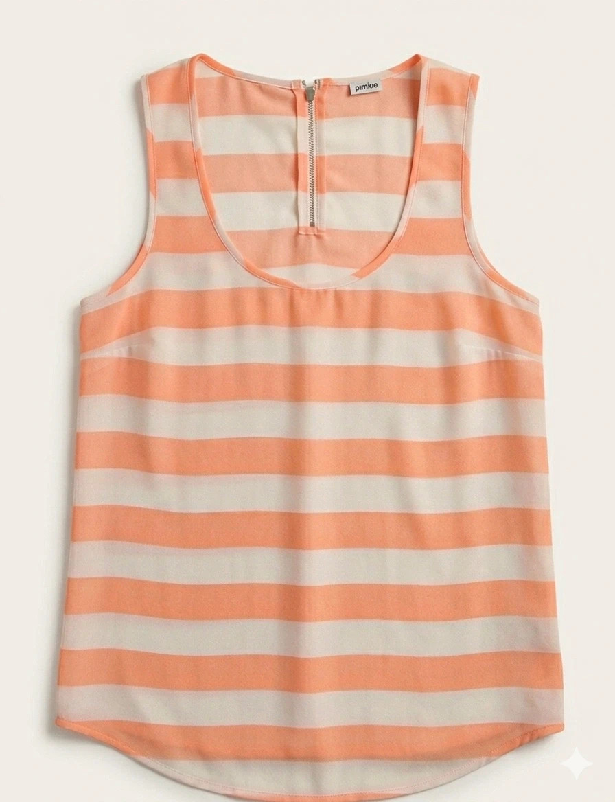 Camiseta de tirantes a rayas naranja y blanco Pimkie – Pimkie – taille L / 40 / 12
