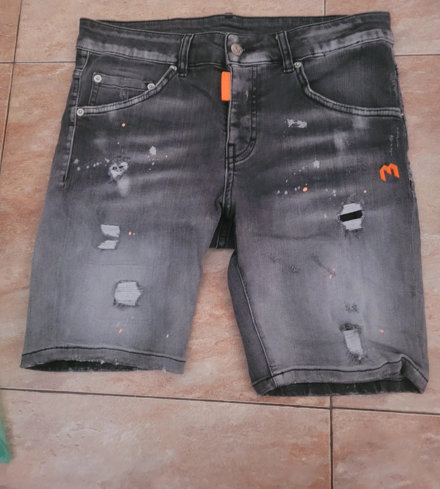 Bermuda Vaquera My Brand - Gris Oscuro/Efecto Desgastado - Talla 29