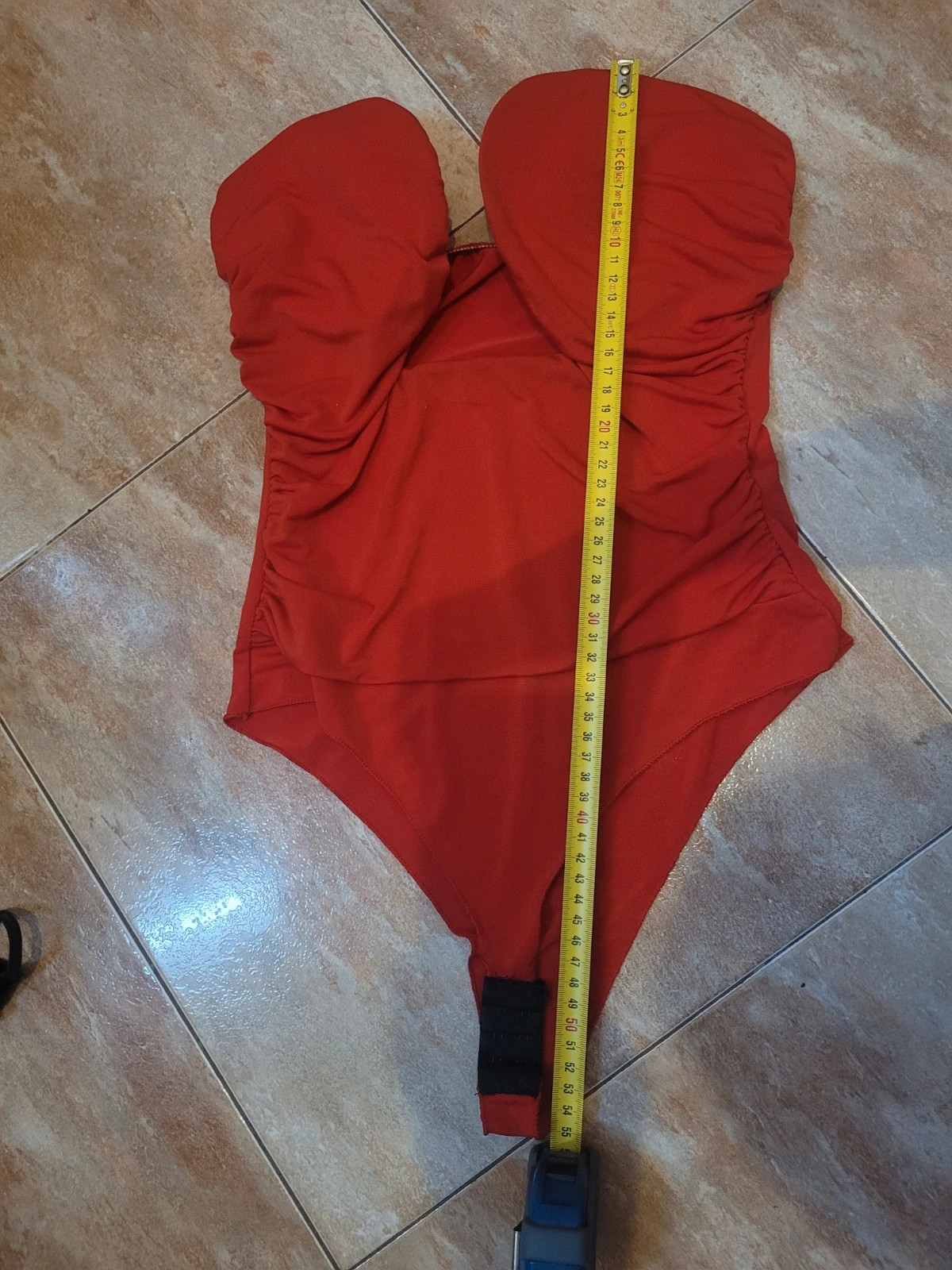 Body rojo con aros y drapeado palabra de honor - Talla S – L&S – taille S / 36 / 8 4