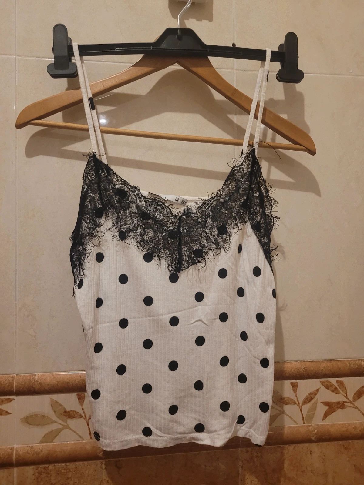 Top de lunares con encaje negro Lefties talla M – Lefties – taille M / 38 / 10 2