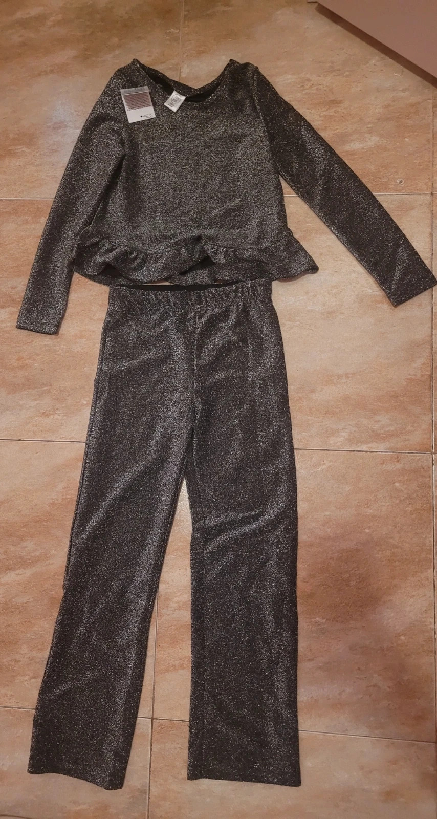 Conjunto plateado brillante 2 piezas - talla 7-8 años