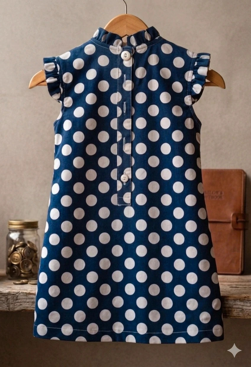 Vestido infantil grana y oro Talla 10 azul marino y lunares – grana y oro – taille 10 ans / 140 cm 2