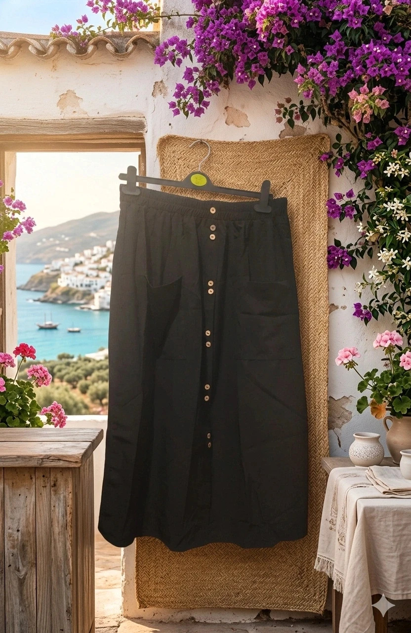 Falda larga negra con bolsillos estilo boho casual – Shein – taille XL / 42 / 14