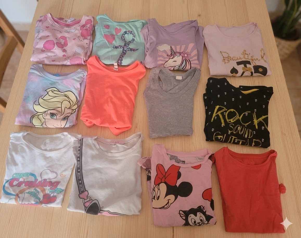 Lote 12 camisetas niña talla 7-8 años 128 cm h&m, primark y disney