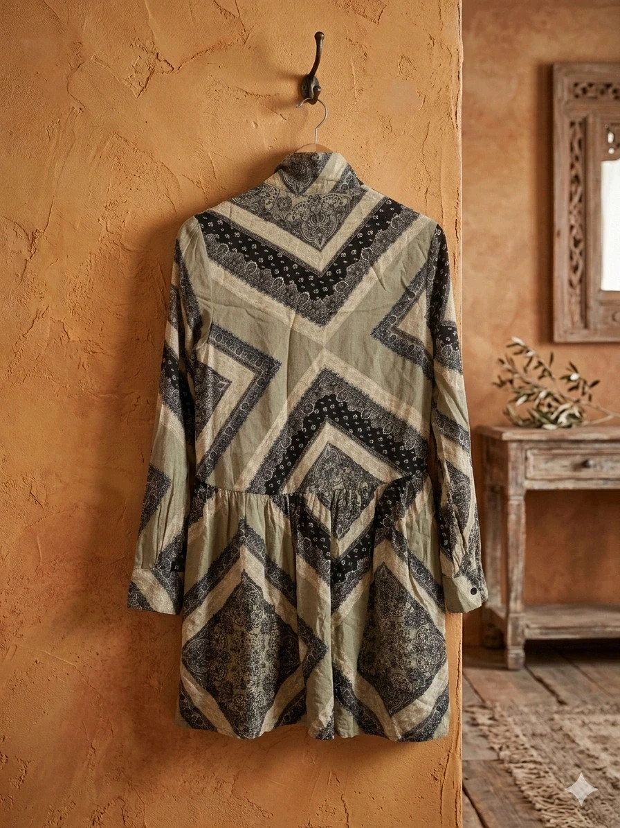 Vestido/camisón tipo túnica boho con estampado de pañuelo bohoglam – Stradivarius – taille S / 36 / 8 2