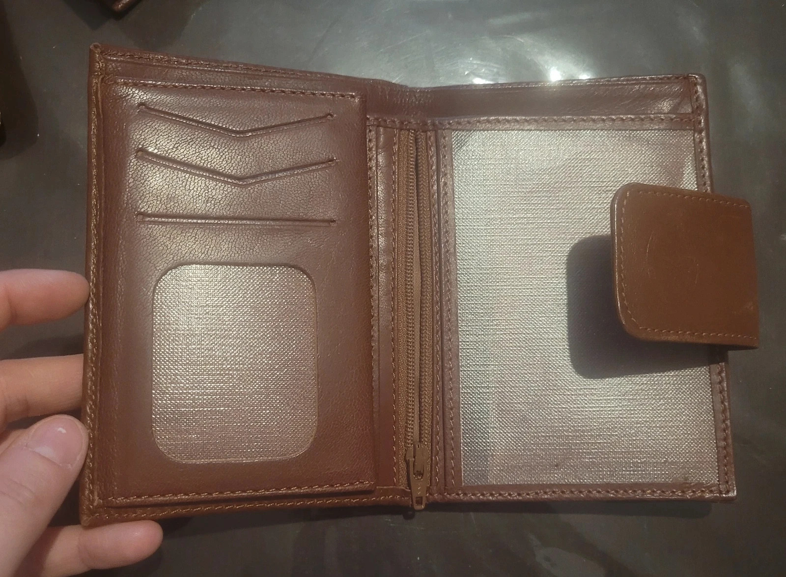Cartera/Billetero vertical de piel RENZO - Marrón Chocolate – Renzo 3