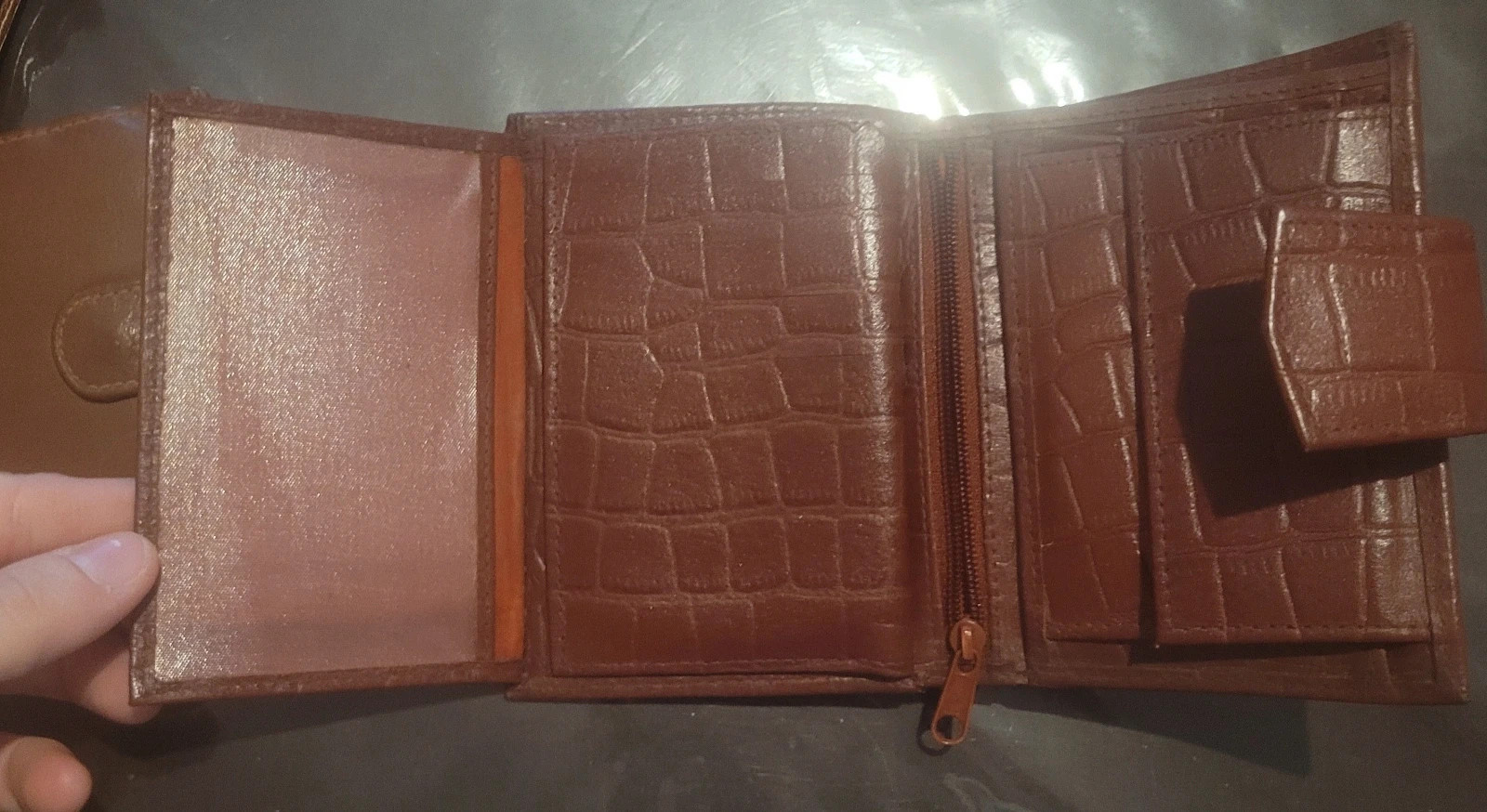 Cartera de mujer vintage efecto piel de cocodrilo - Marrón chocolate – estilo Vintage 2