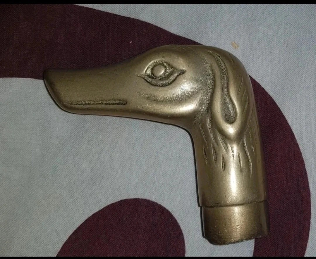 Mango de bastón con cabeza de perro mazizo de bronce