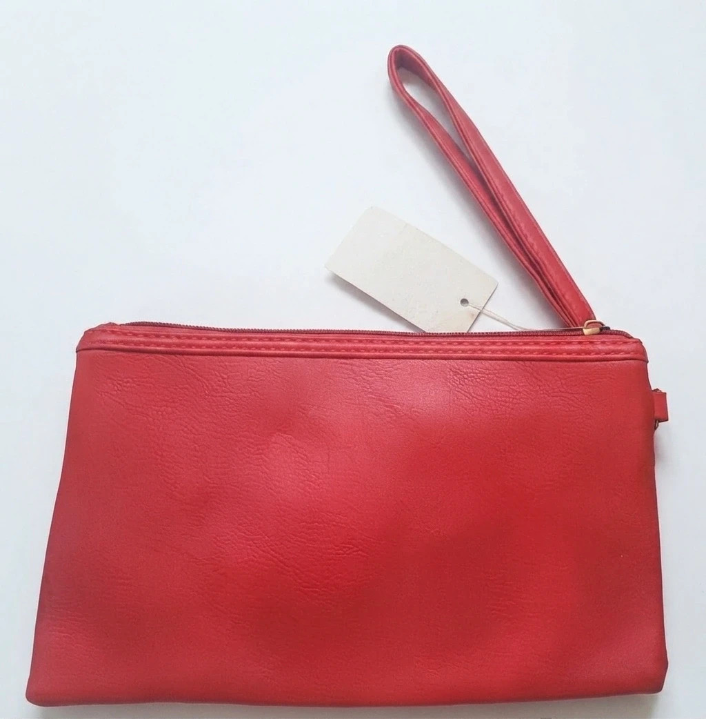 Bolso de mano / cartera de pulsera (pouch) de color rojo liso – D&H 2