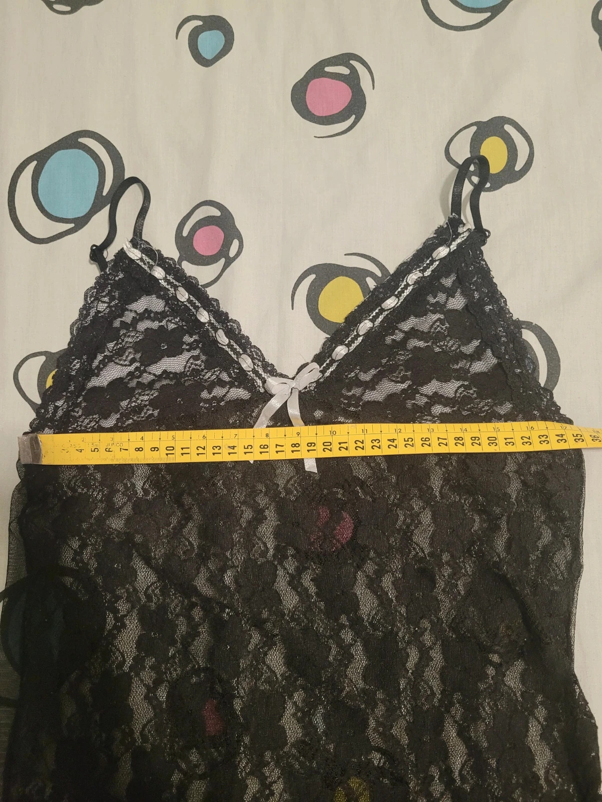 Body de encaje negro con detalles de lazos blancos talla s – sin marca 4