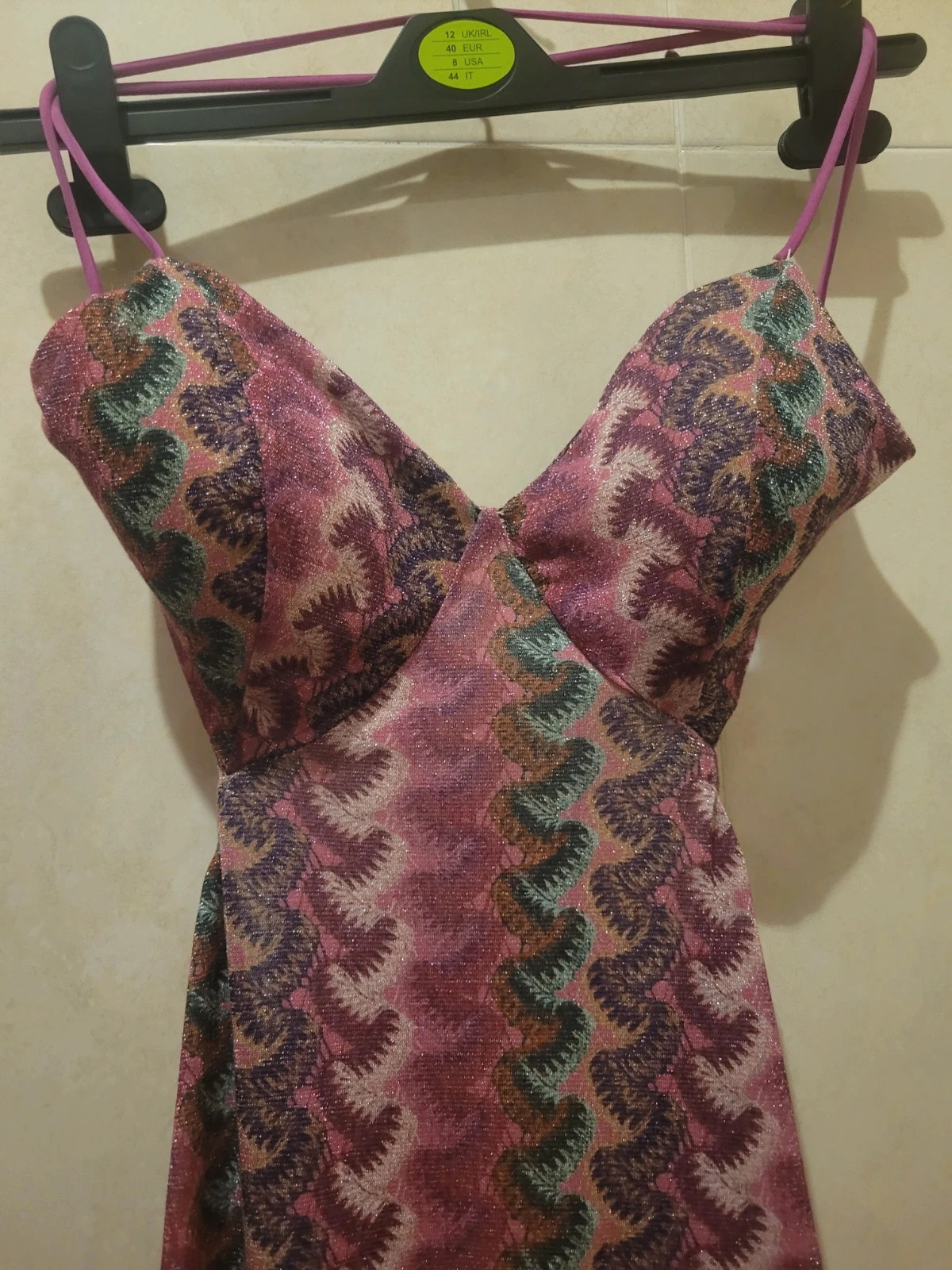 Vestido largo de fiesta estampado rosa con abertura talla M – L&S – taille M / 38 / 10 4