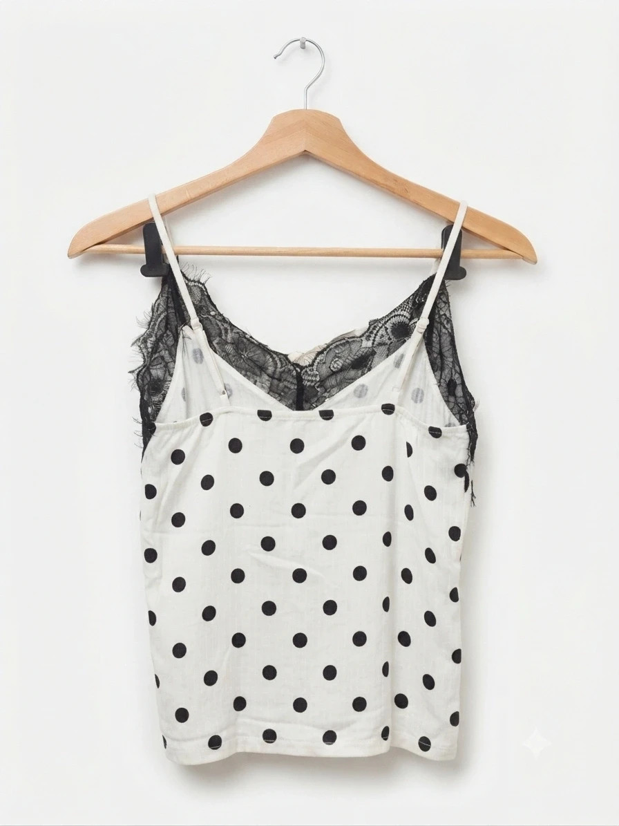 Top de tirantes blancos con estampado de lunares negros lesties talla m – Lefties – taille M / 38 / 10 2