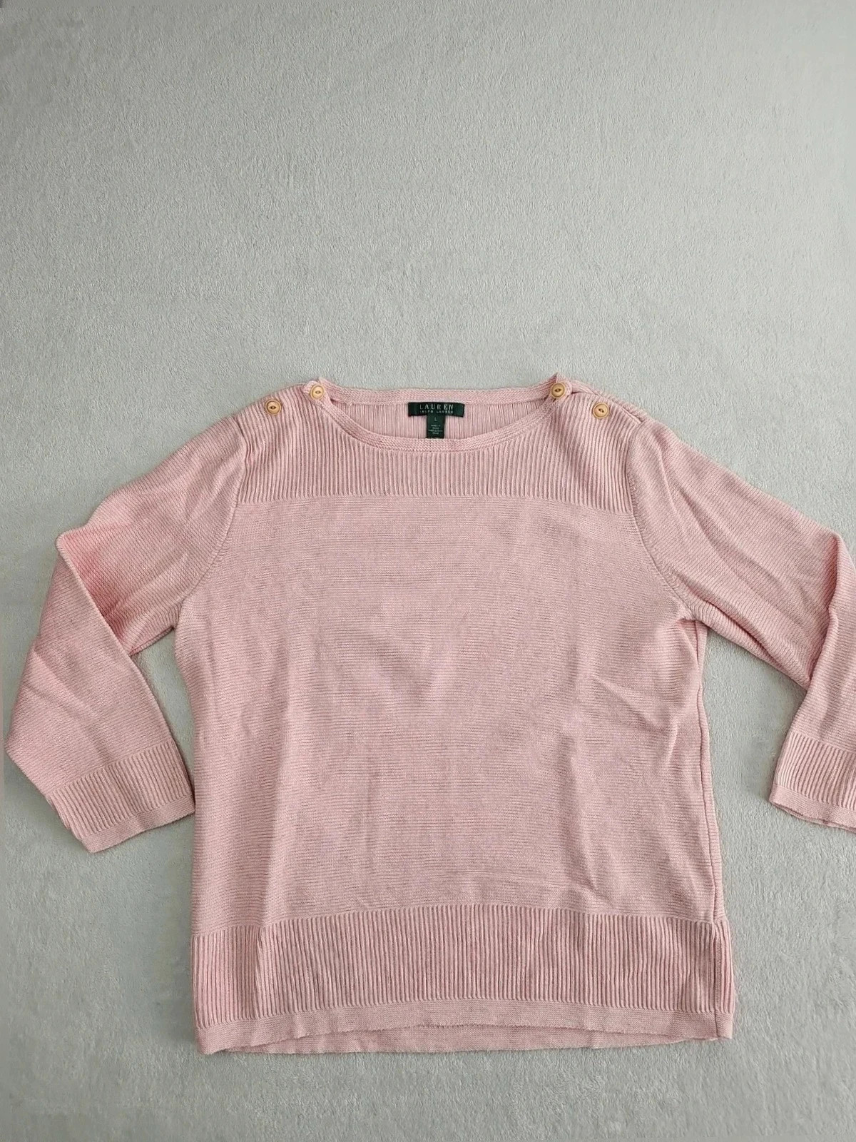 Pull col rond rose Pâle Ralph Lauren - S