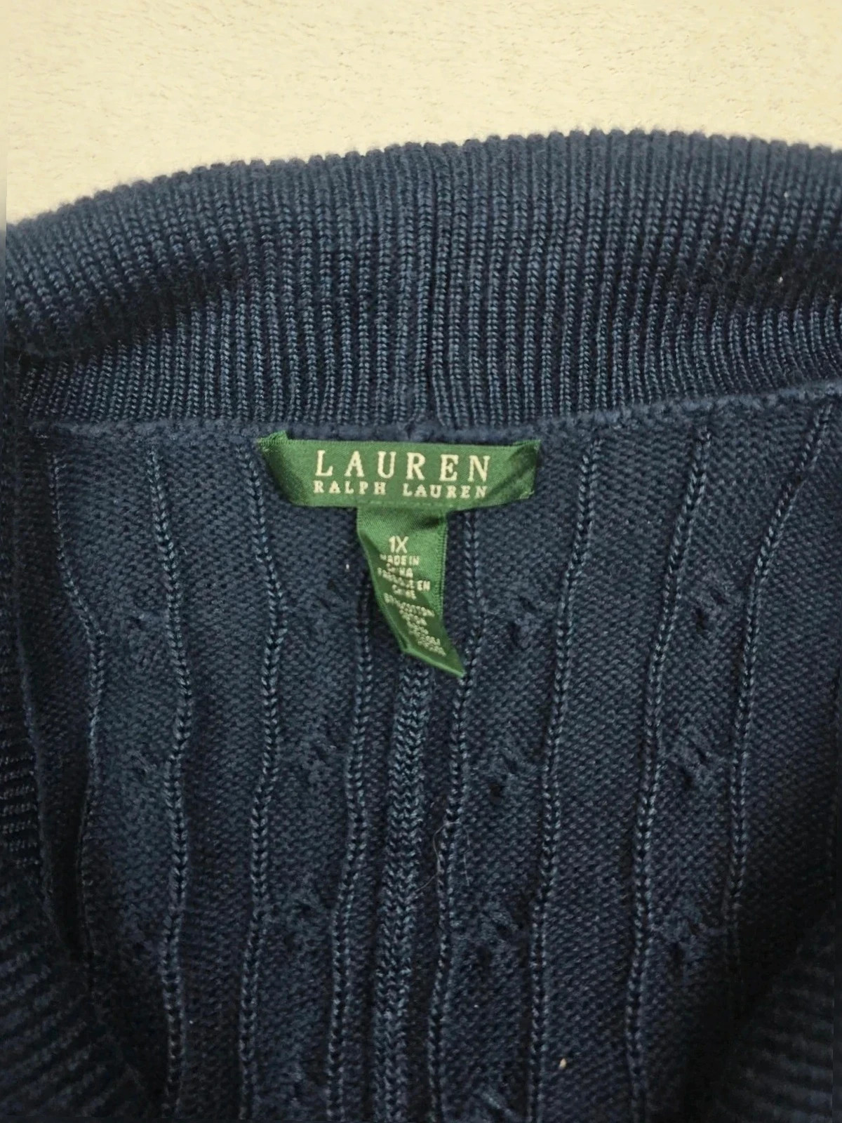 Gilet Torsadé cableknit bleu marine Ralph lauren - XL – Ralph Lauren – taille XL / 42 / 14 2