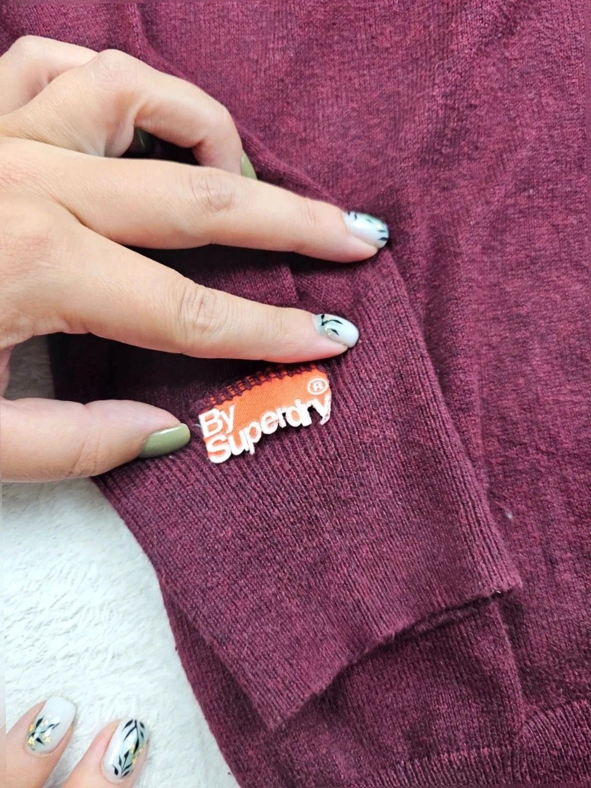 Pull col V superdry vintage Bordeaux XXL – Superdry – taille XXL 5