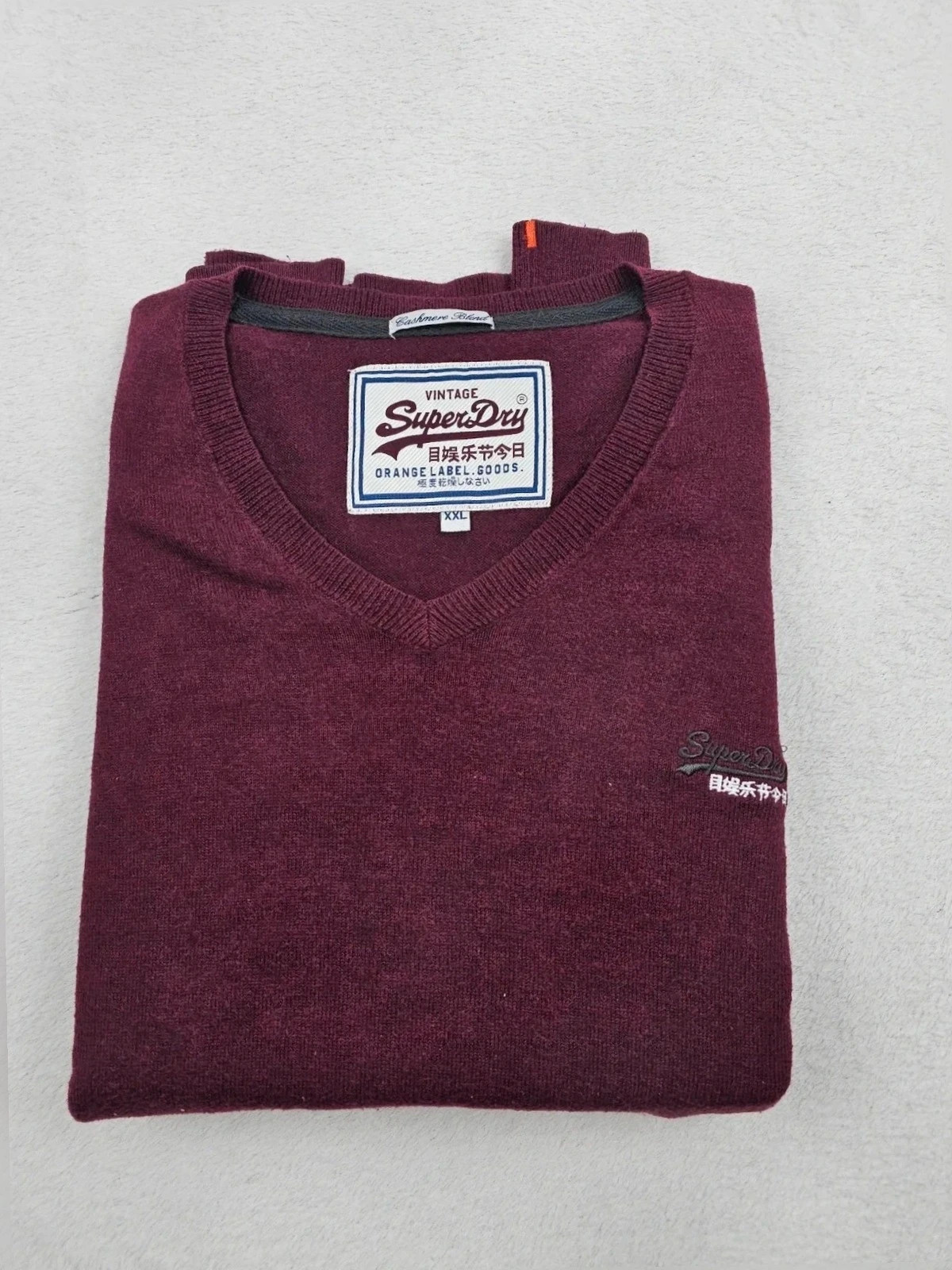 Pull col V superdry vintage Bordeaux XXL – Superdry – taille XXL 2