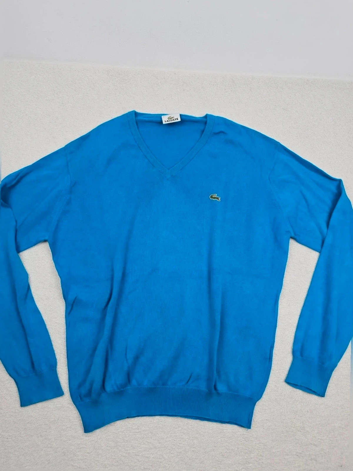 Pull Lacoste bleu col v / V-Neck Sweater Taille 4 / M