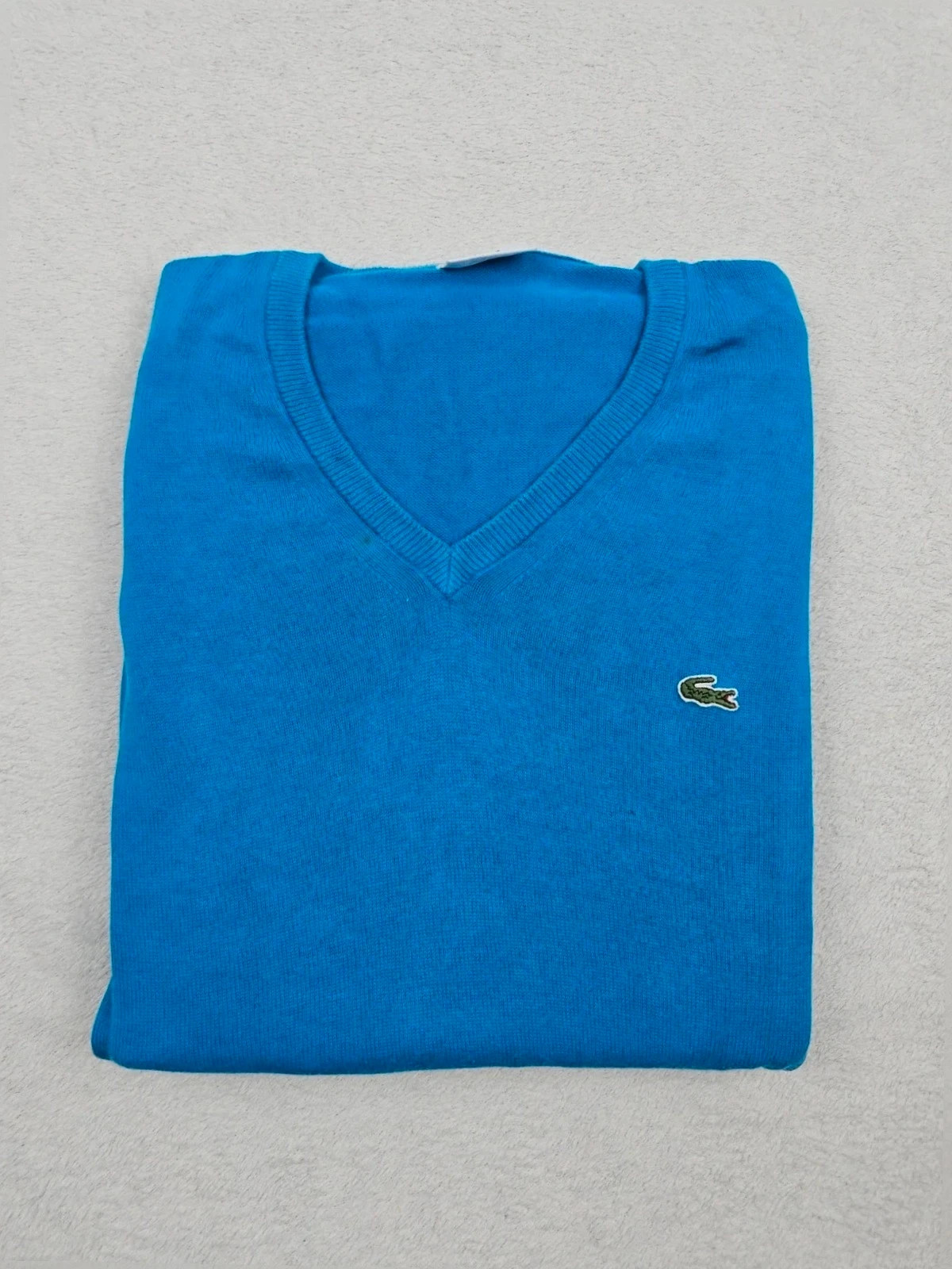 Pull Lacoste bleu col v / V-Neck Sweater Taille 4 / M – Lacoste – taille M 2