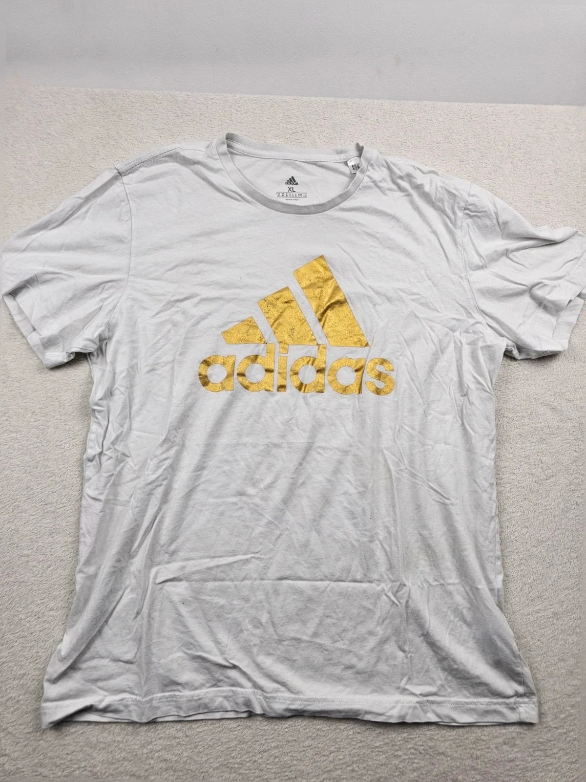 T-shirt Adidas Blanc Et Or col Rond XL