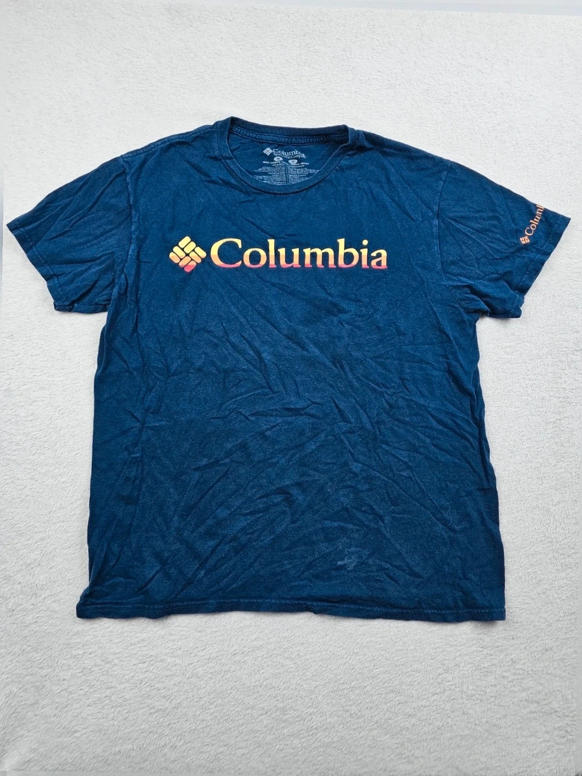 T-shirt Columbia bleu Marine flocage Craquelé M