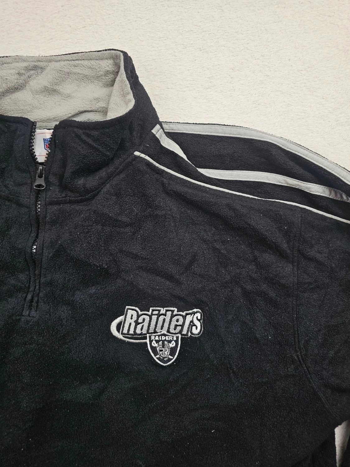 Veste polaire NFL Raiders col montant zippé demi-zip bandes contrastantes noir Homme taille XL – NFL – taille XL 2