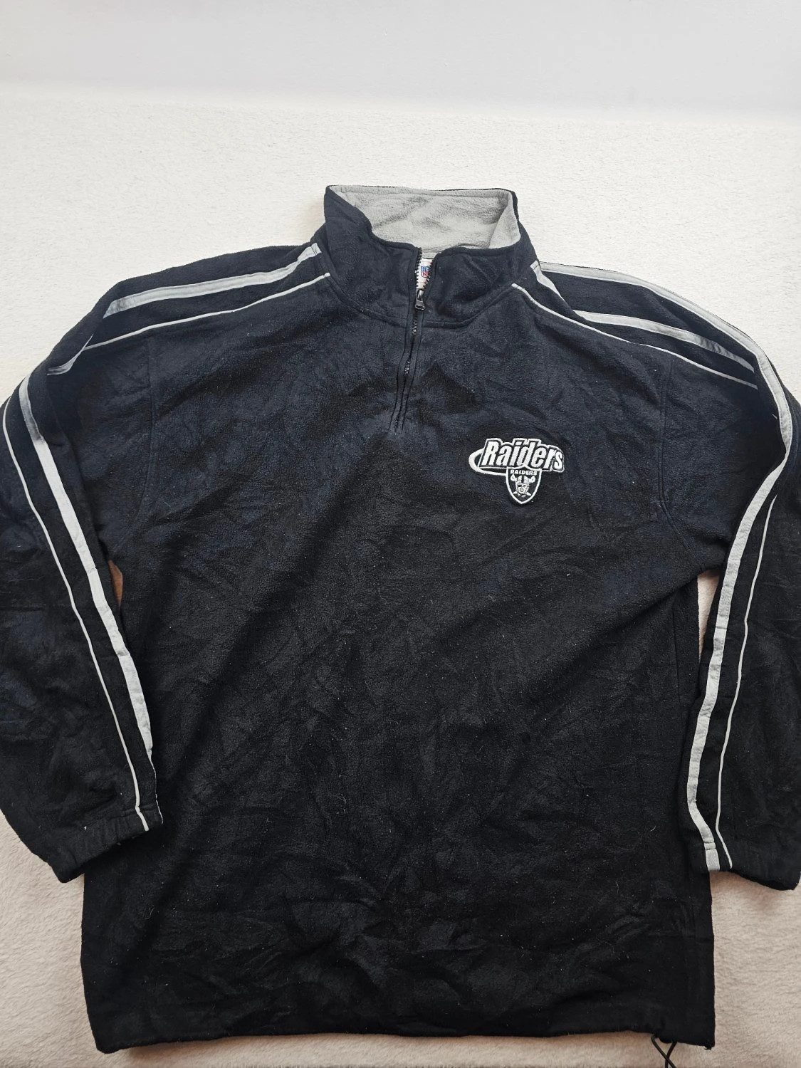 Veste polaire NFL Raiders col montant zippé demi-zip bandes contrastantes noir Homme taille XL