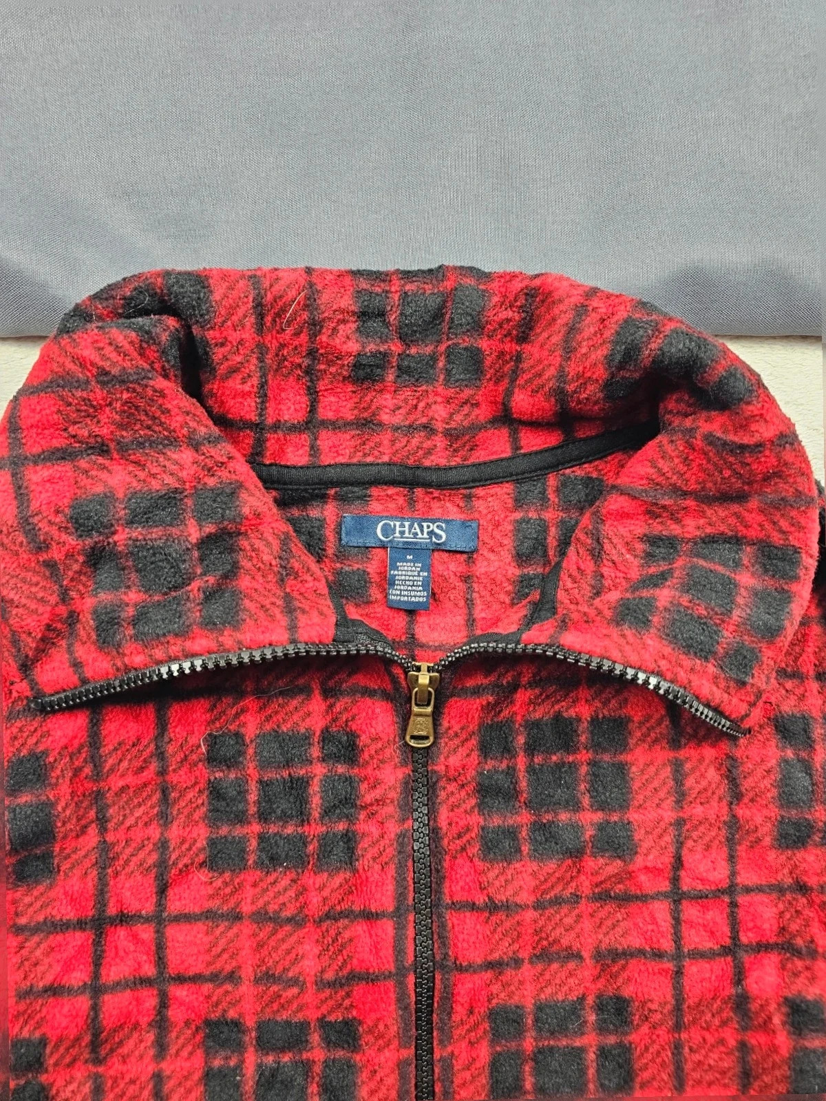 Chaps gilet Polaire Vintage Carreaux Rouge Noir Taille M – CHAPS – taille M / 38 / 10 2