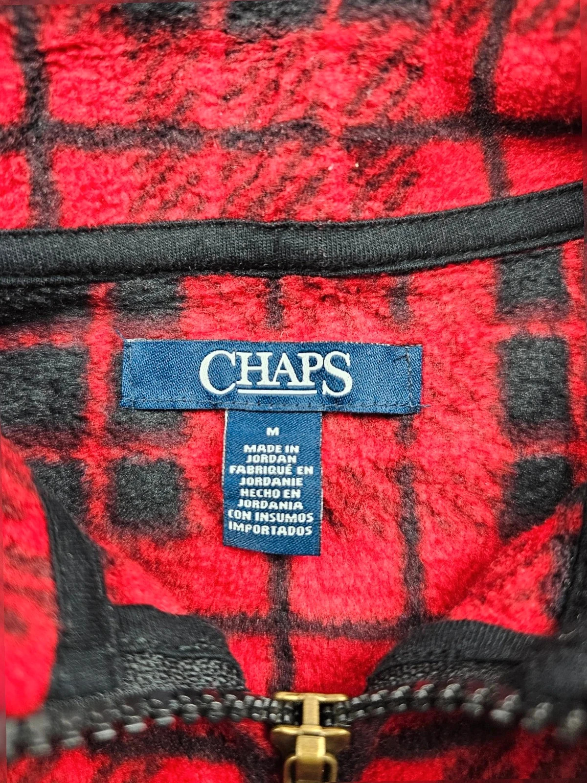 Chaps gilet Polaire Vintage Carreaux Rouge Noir Taille M – CHAPS – taille M / 38 / 10 3