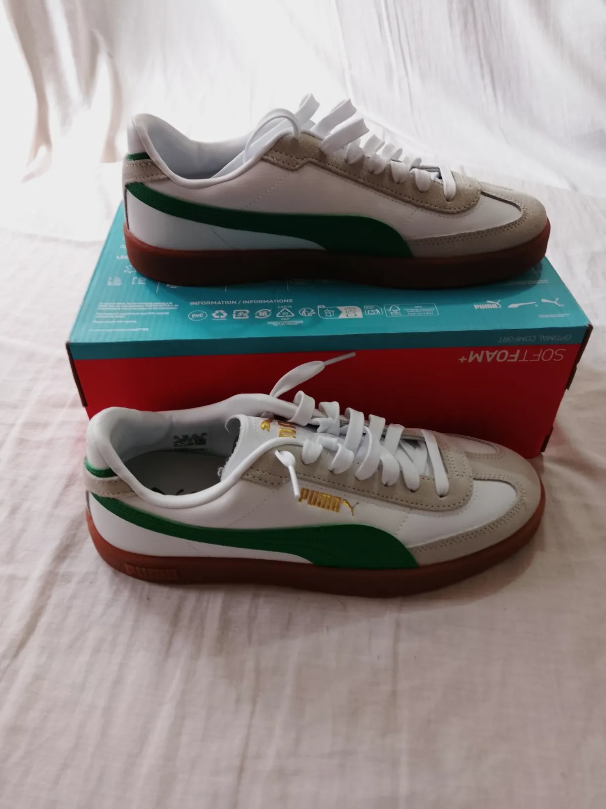 Baskets Puma blanches et vertes avec boîte – Puma – taille EU 40 2