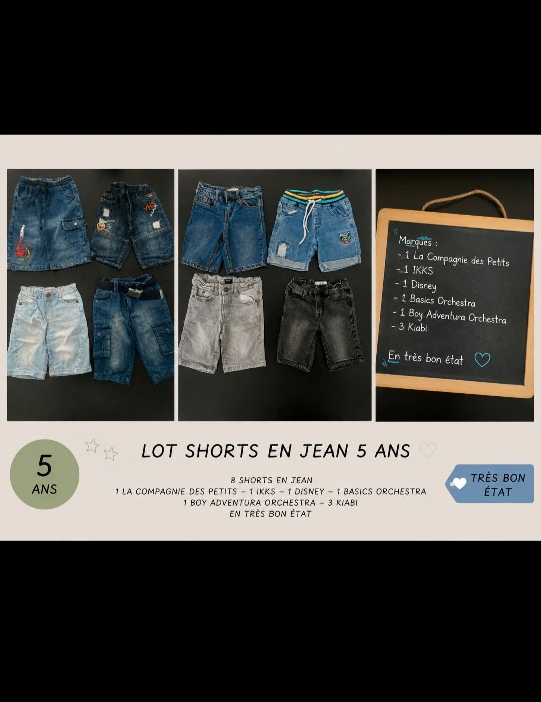 Lot de 8 shorts en jean - Taille 5 ans – Diverse – taille 5 ans / 110 cm 2