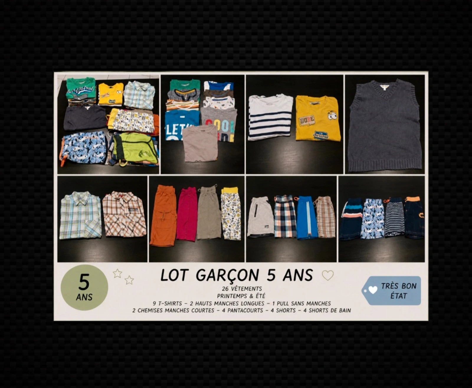Lot de 26 vêtements / printemps & été / Taille 5 ans
