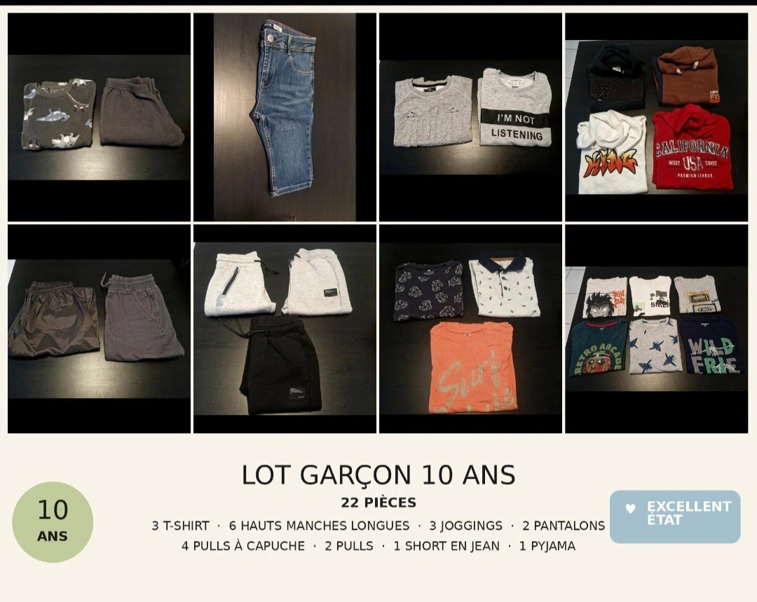 Lot de 22 vêtements - Taille 10 ans – Diverse – taille 10 ans / 140 cm 2