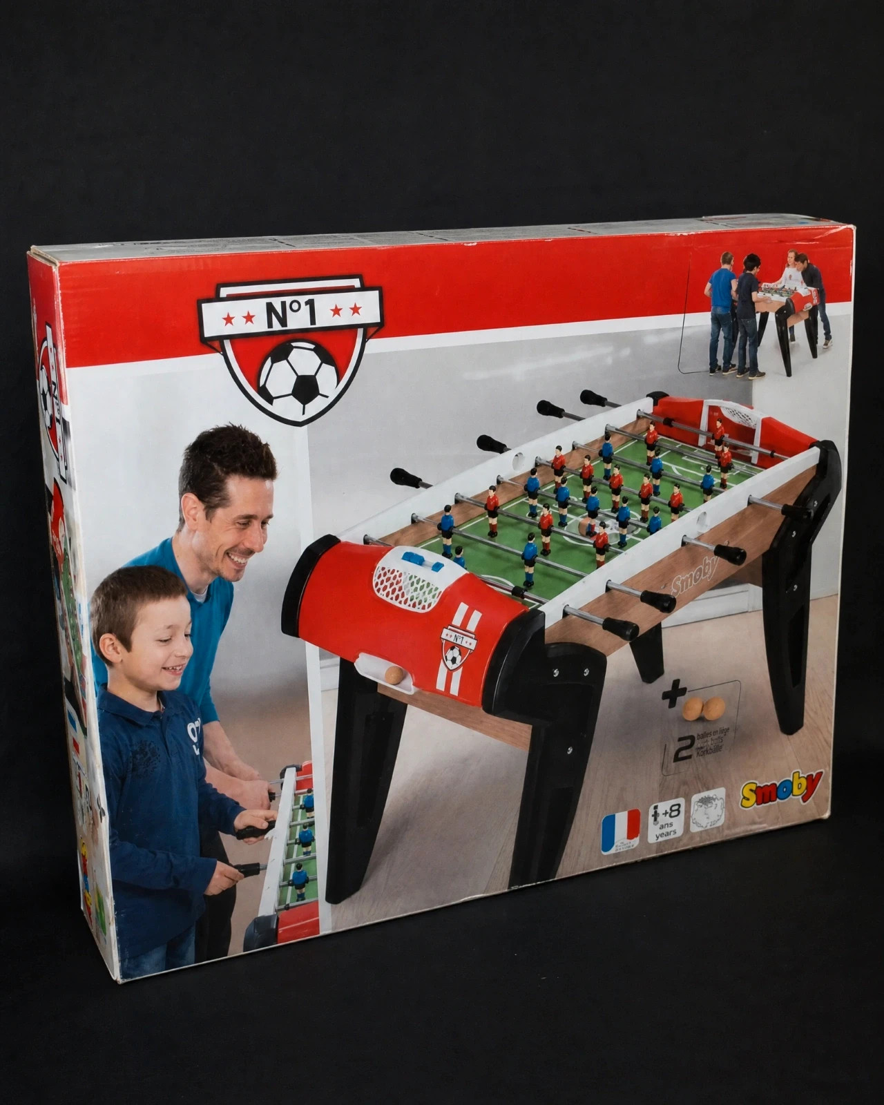Smoby - Babyfoot N°1 - Structure Bois et Pieds Plastique - 2 Balles Incluses - 620302