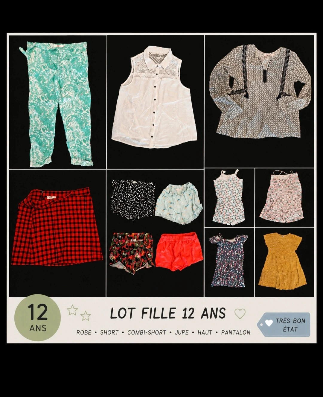 Lot de 12 vêtements- Taille 12 ans – diverses – taille 12 ans / 152 cm 2