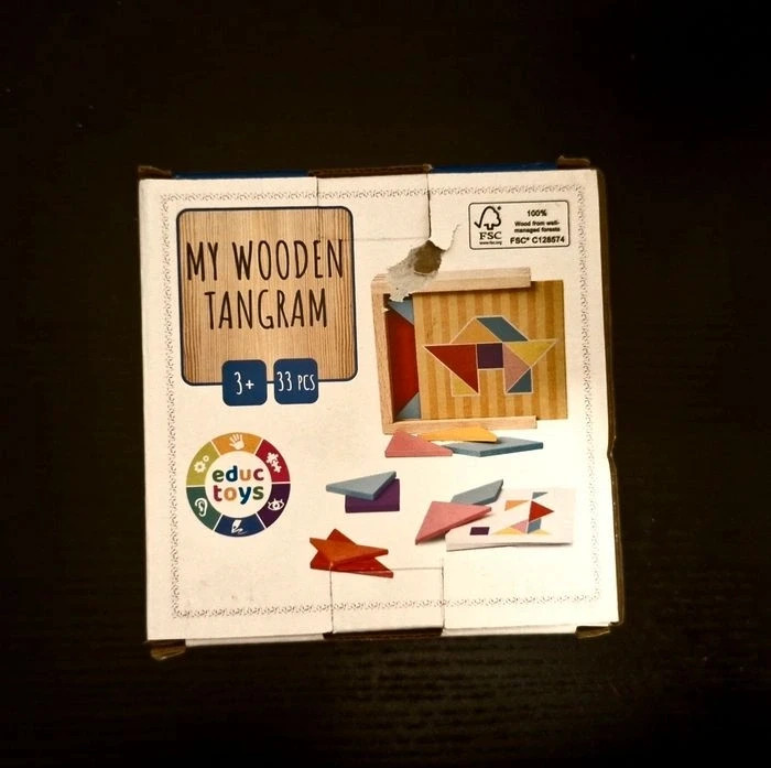 Tangram - Boîte à forme en bois – tangram – taille Taille unique