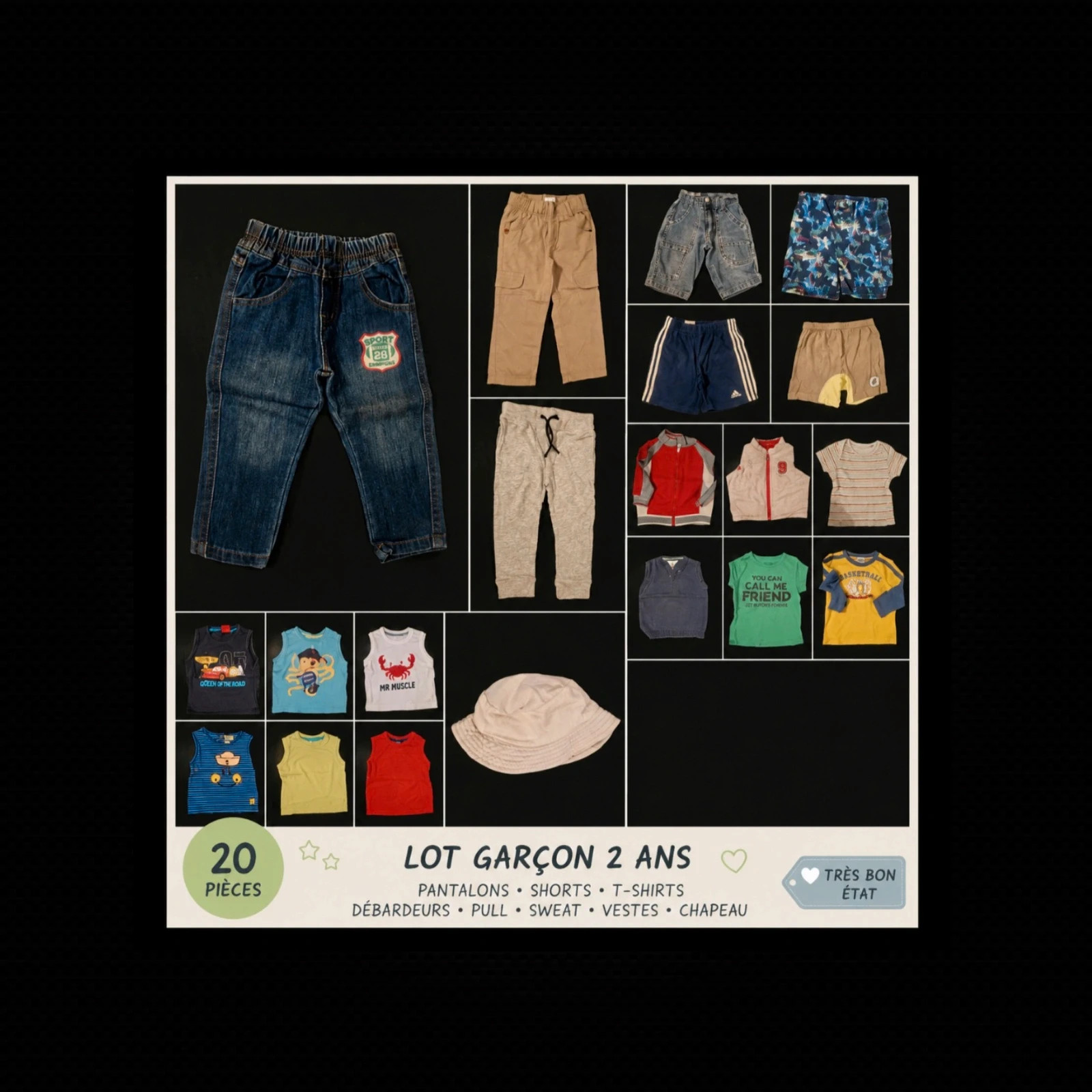 Lot de vêtements - Taille 2 ans - 20 pièces