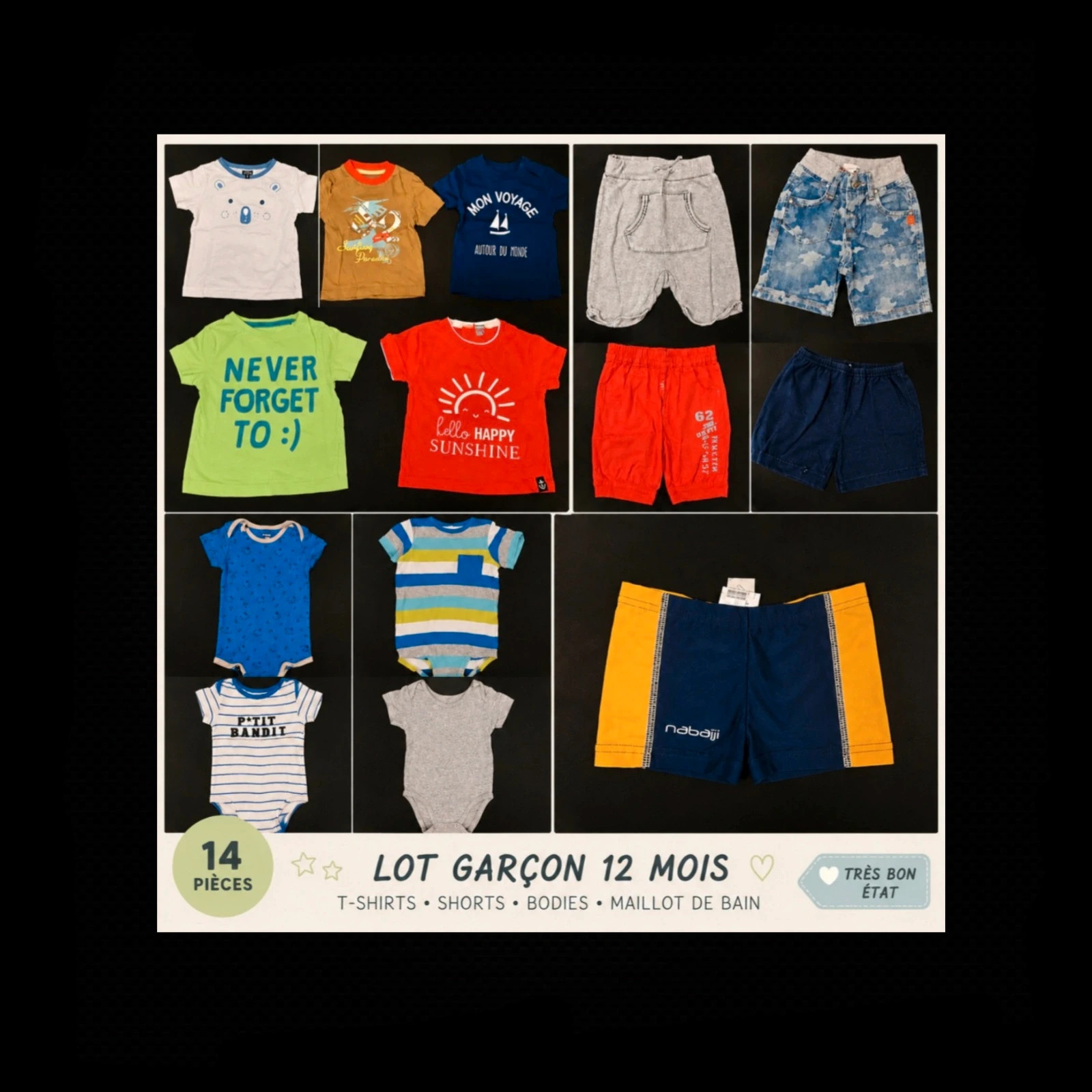 Lot de vêtements - Taille 12 mois - 14 pièces