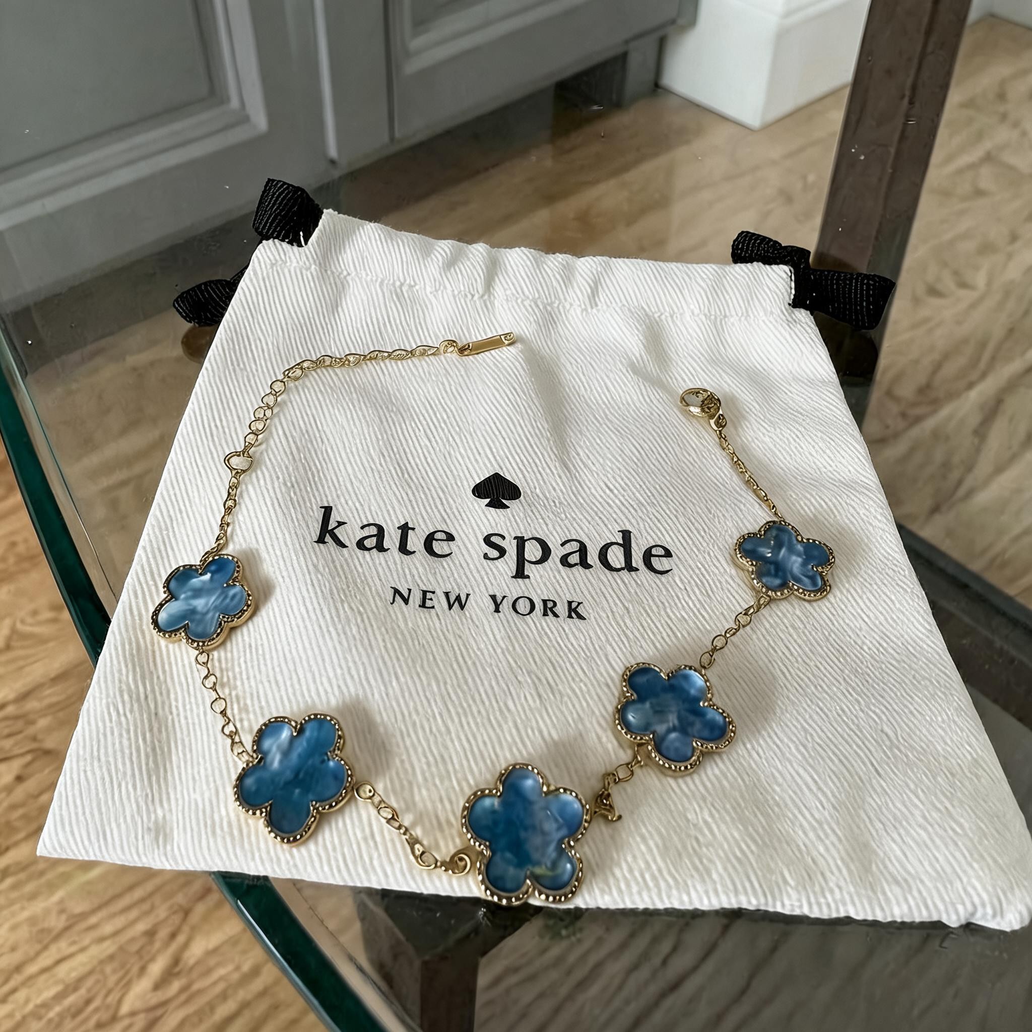 Collier Kate Spade trèfle bleu