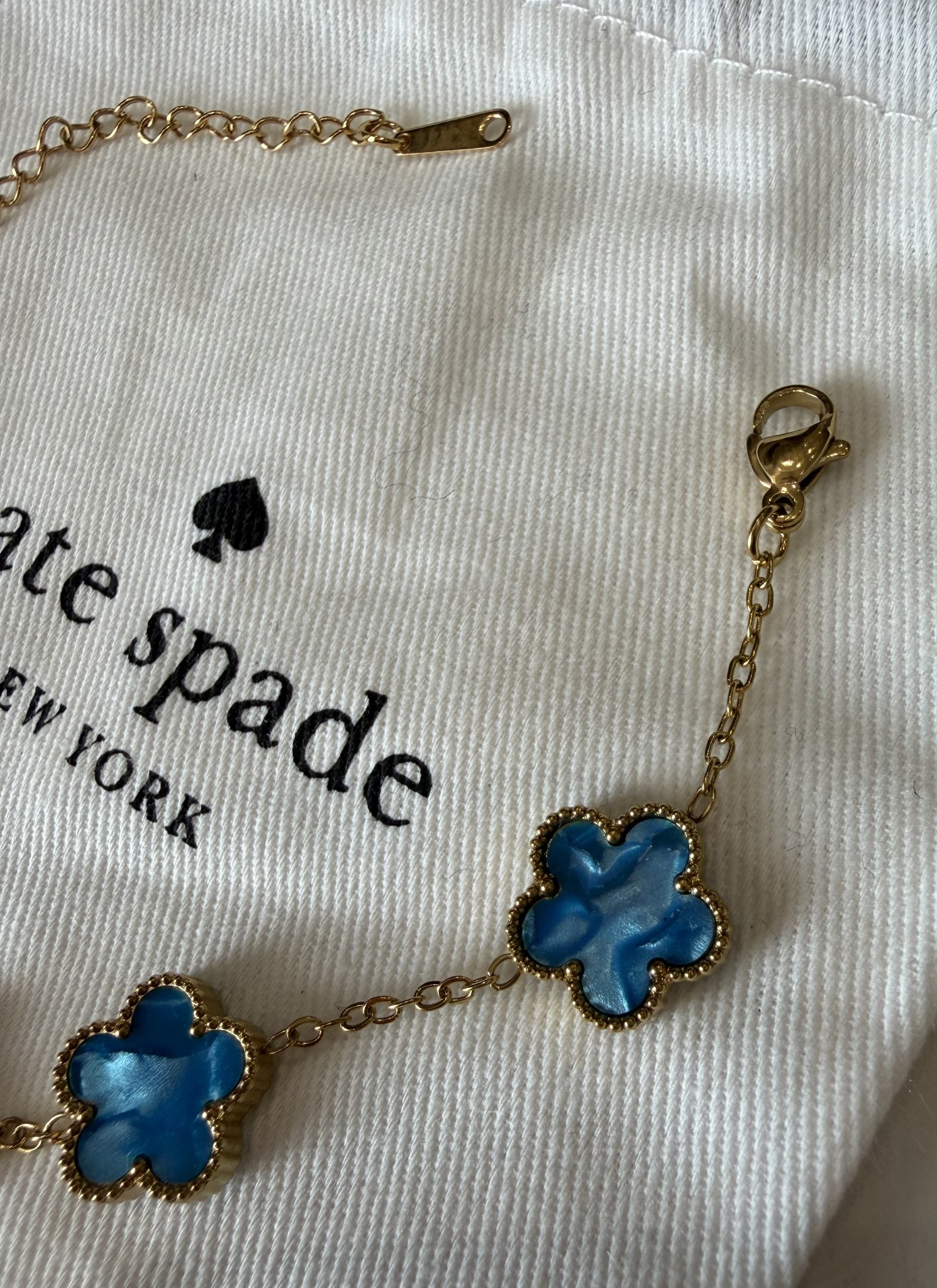 Collier Kate Spade trèfle bleu 4