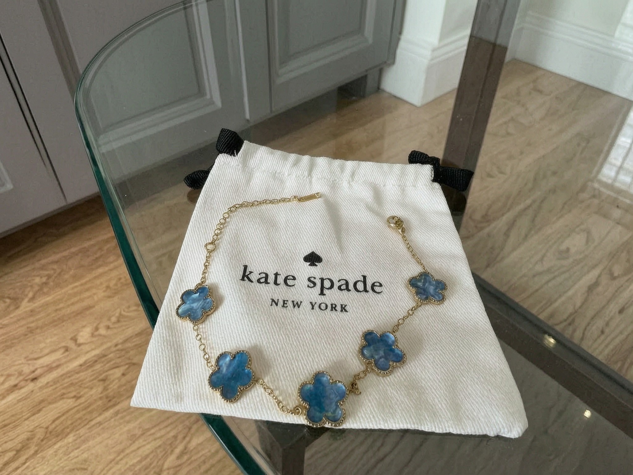 Collier Kate Spade trèfle bleu 2