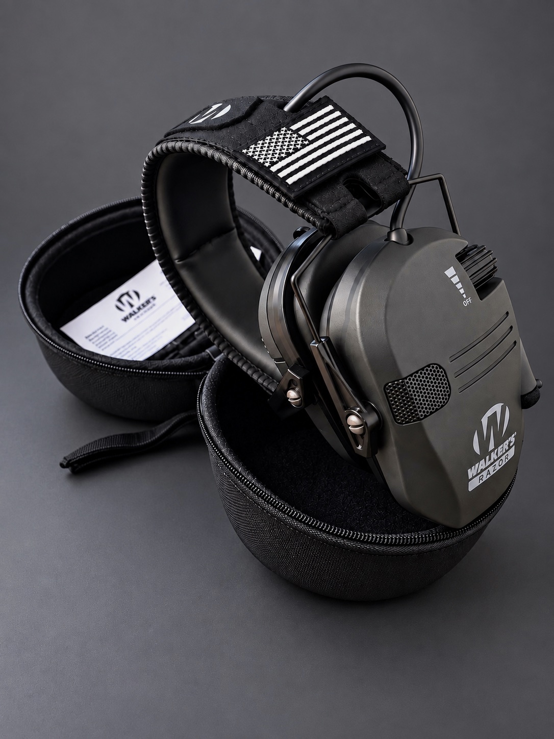 Casque antibruit Walker's Razor noir avec étui