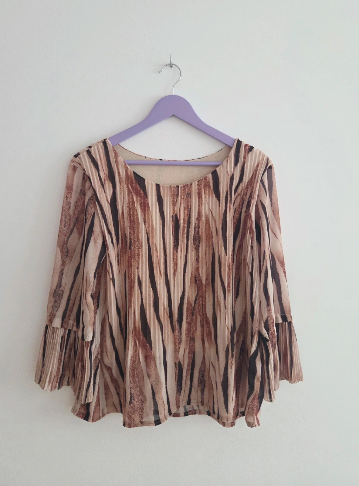 Elegante blusa biege plisada T-38/40🤎 – Local – taille L / 40 / 12 2