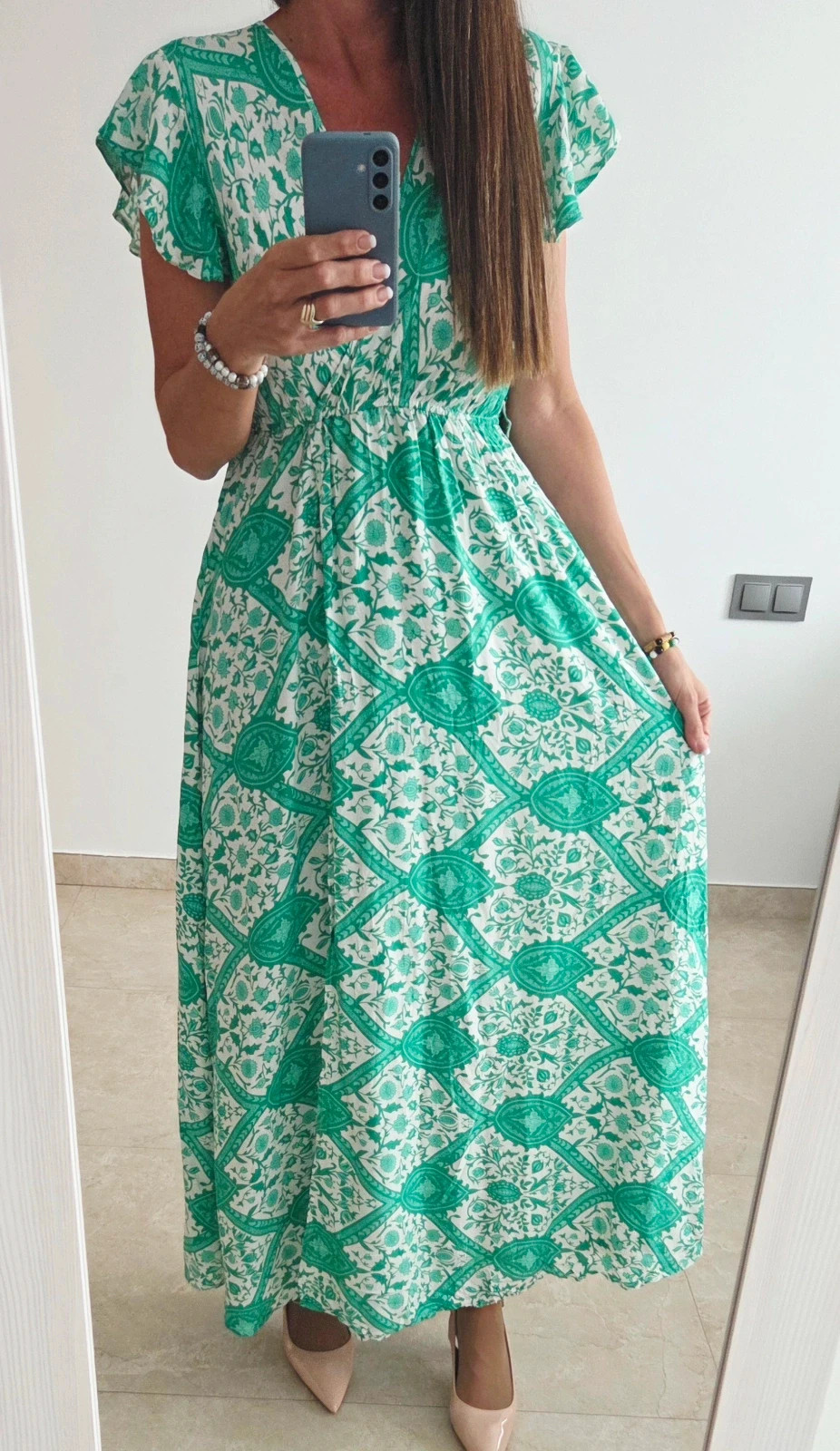Precioso vestido largo verde y blanco T-M💚 – Local – taille M / 38 / 10