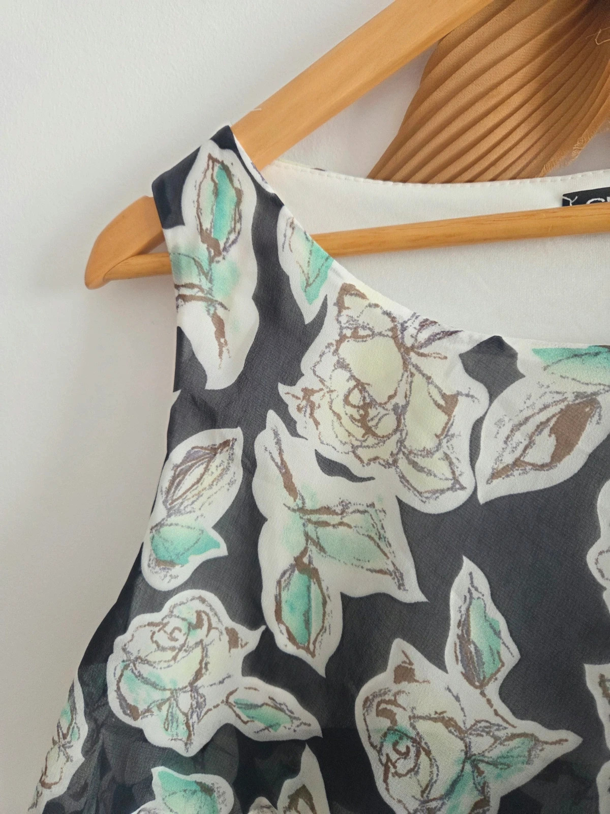 Precioso vestido volantes marino flores T-40 – Cerezas – taille L / 40 / 12 3