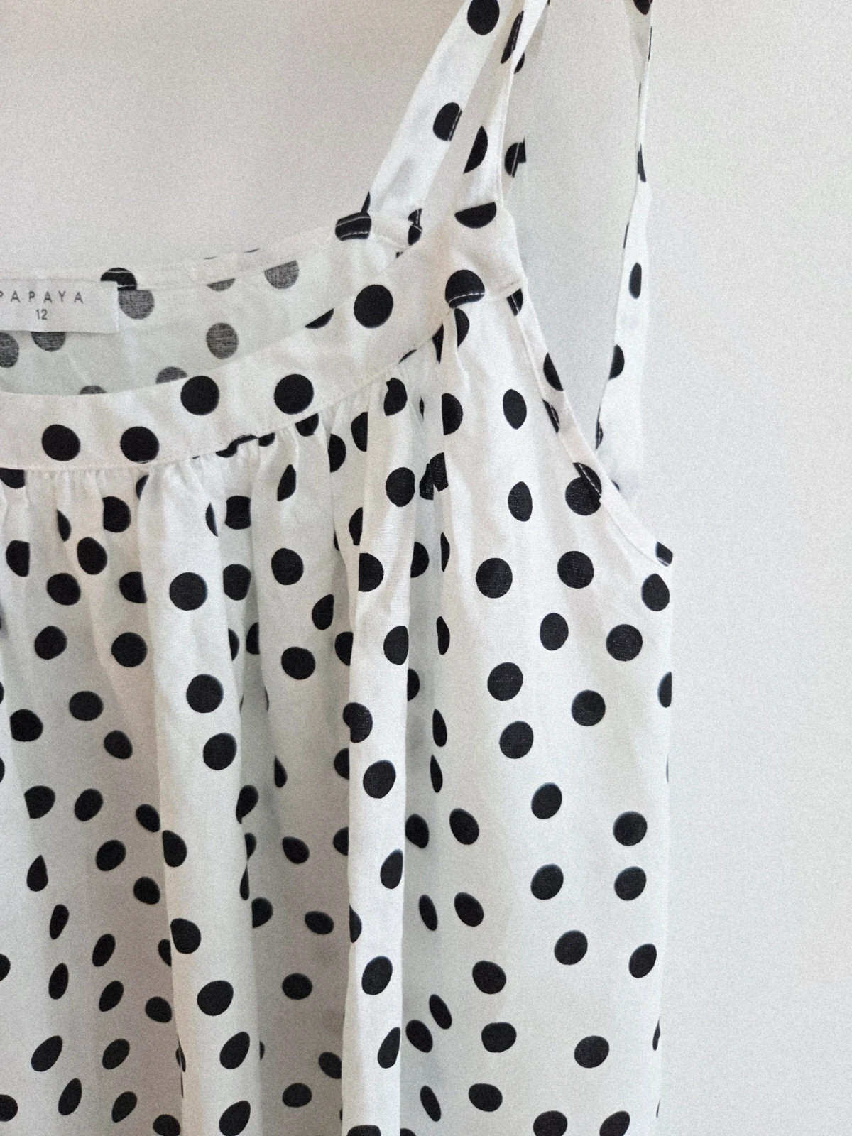 Juvenil blusa blanca topos Negros T-40/42🖤 – Papaya – taille L / 40 / 12 5