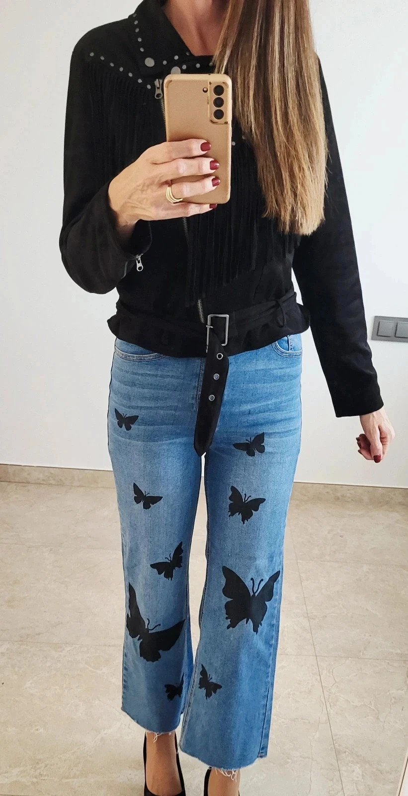 Original chaqueta negra flecos 🖤 T-M Amichi – Amichi – taille M / 38 / 10 2