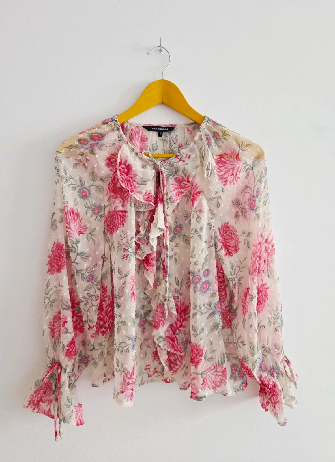 Romantica blusa crema flores 🌸 T-L – Peacocks – taille L / 40 / 12 2