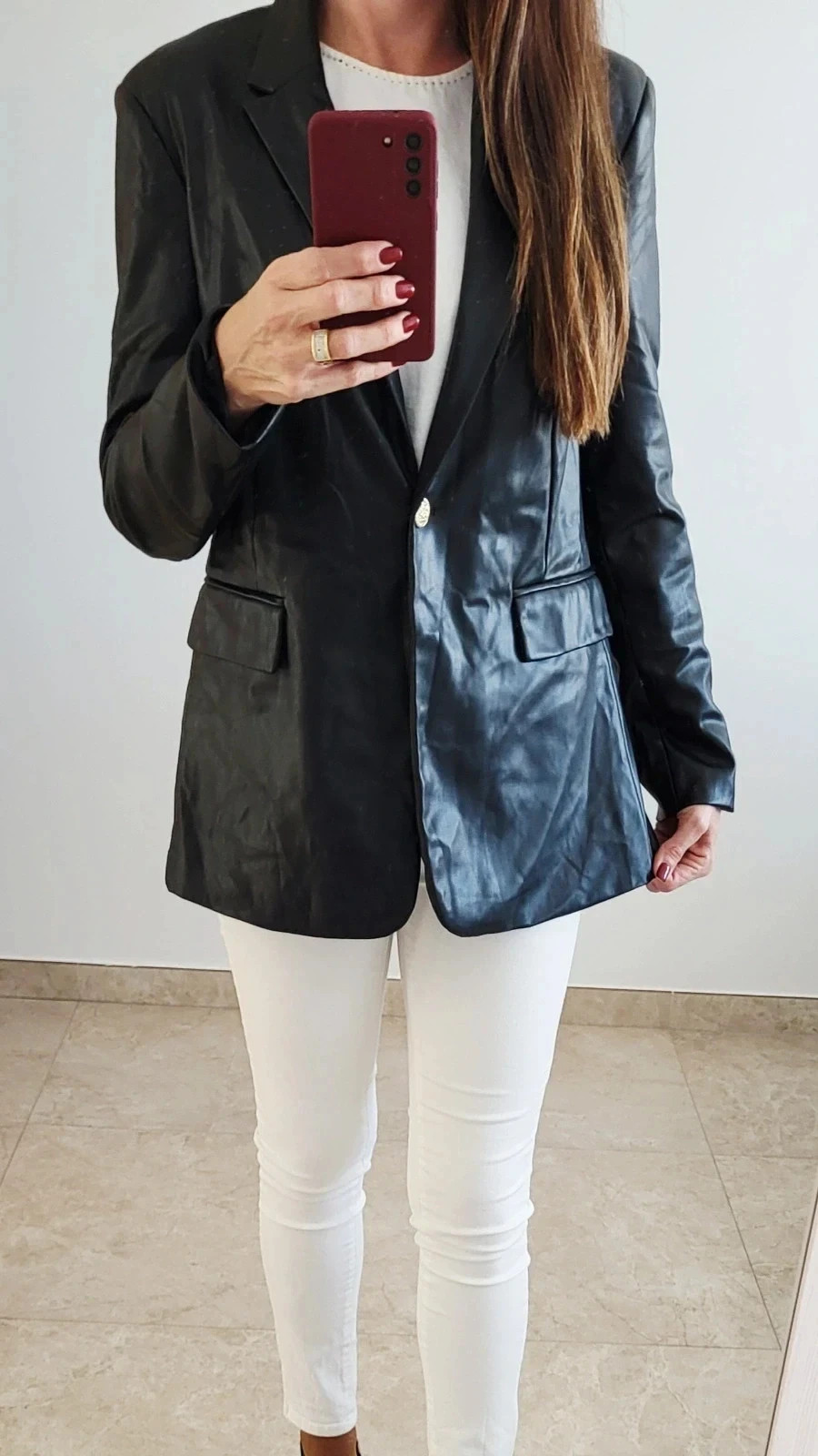 Moderna blazer negra polipiel T-38/40