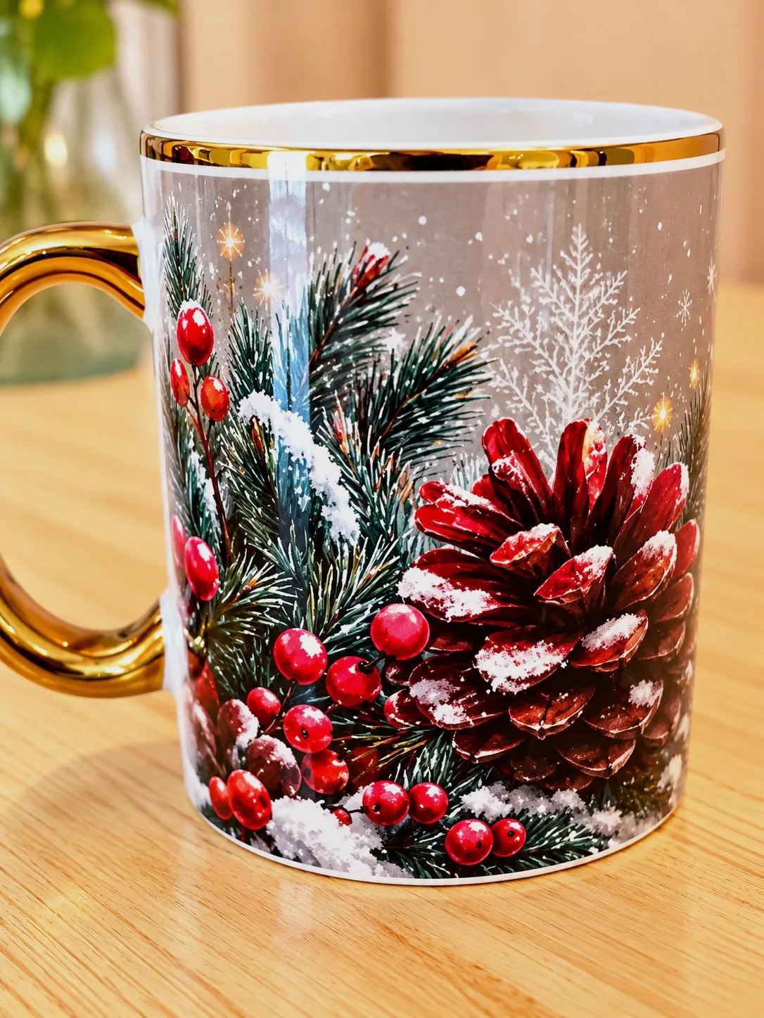 Mug de Noël en céramique détails dorés – Fait main 2