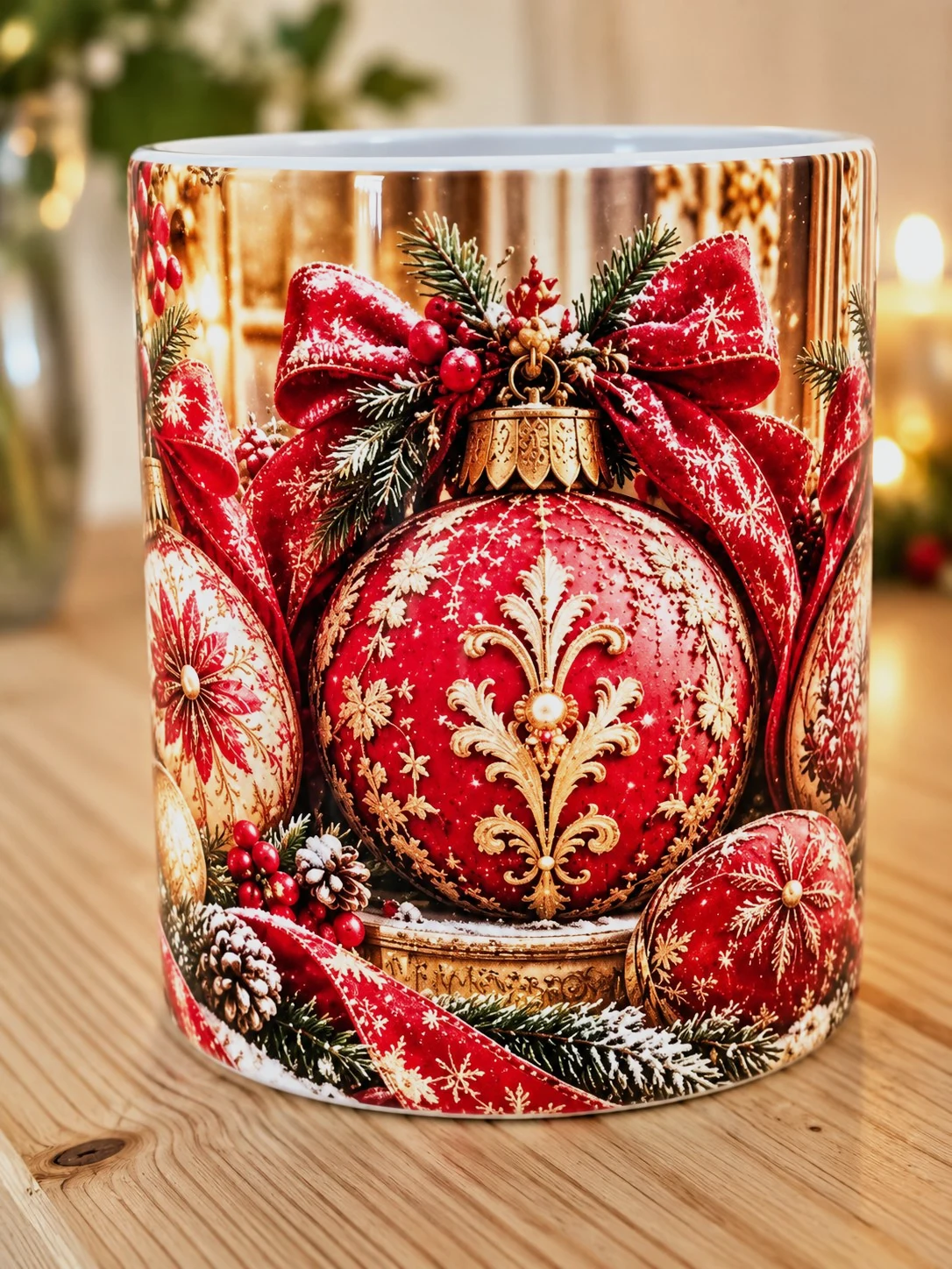 Mug de Noël décor boules festives